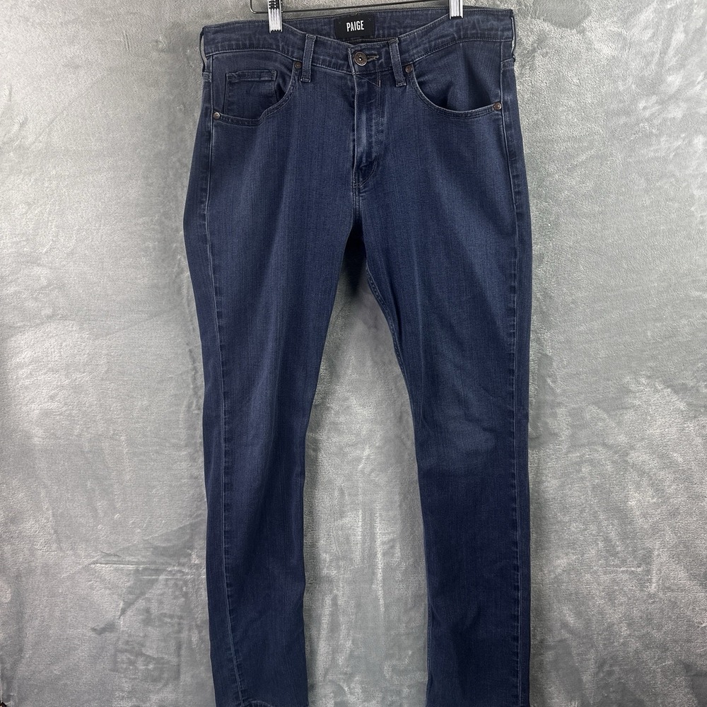 PAIGE Federal Jeans Men's 34 Blue Denim Straight Leg Stretch Made in Mexico